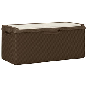 vidaXL Coffre de jardin avec coussin marron 350 L PP