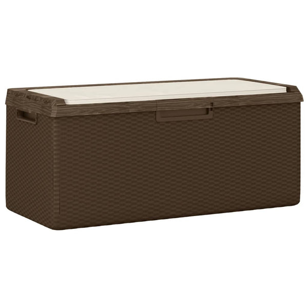 vidaXL Coffre de jardin avec coussin marron 350 L PP