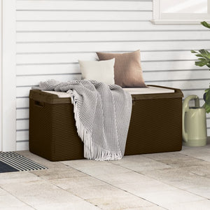 vidaXL Coffre de jardin avec coussin marron 350 L PP