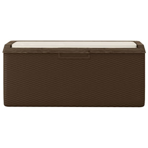 vidaXL Coffre de jardin avec coussin marron 350 L PP