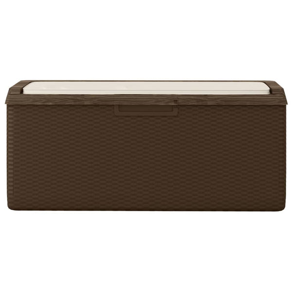 vidaXL Coffre de jardin avec coussin marron 350 L PP