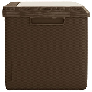 vidaXL Coffre de jardin avec coussin marron 350 L PP