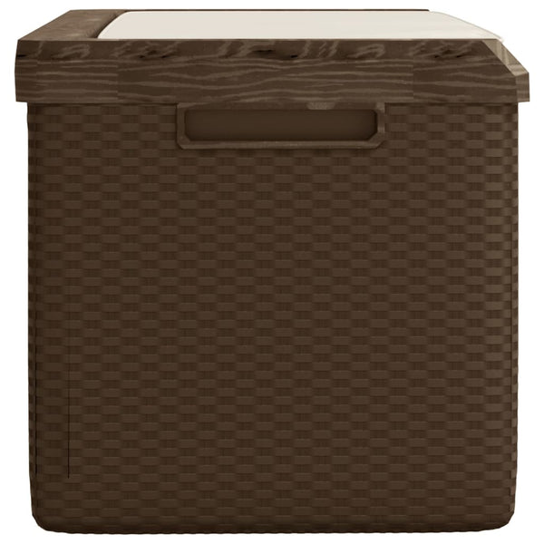 vidaXL Coffre de jardin avec coussin marron 350 L PP