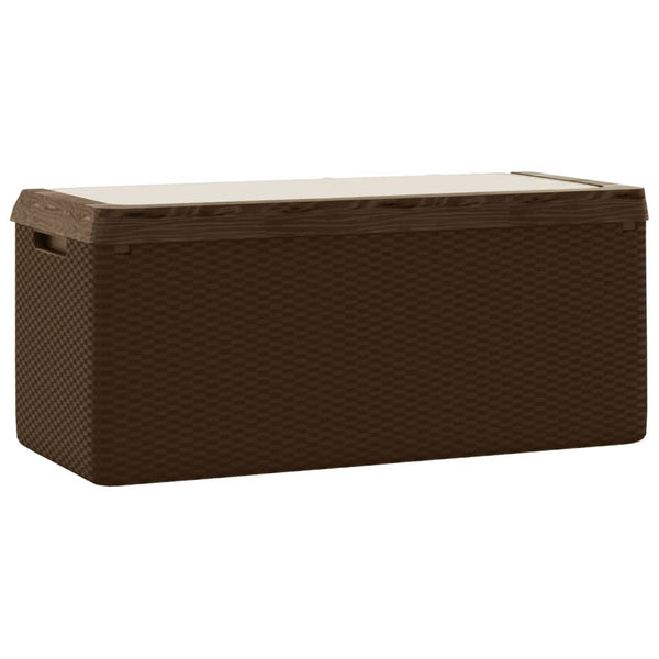 vidaXL Coffre de jardin avec coussin marron 350 L PP