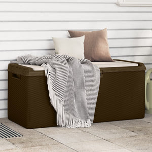 vidaXL Coffre de jardin avec coussin marron 350 L PP