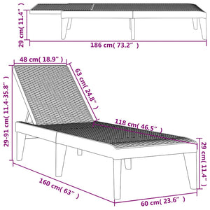 vidaXL Sun Lounger Cappuccino Brown 186x60x29 cm PP