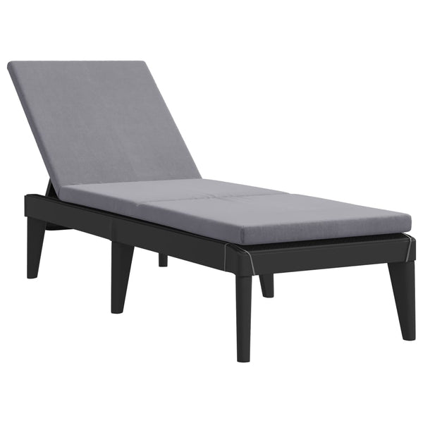 vidaXL Bain de soleil avec coussin anthracite 186x60x29 cm PP