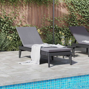 vidaXL Bain de soleil avec coussin anthracite 186x60x29 cm PP