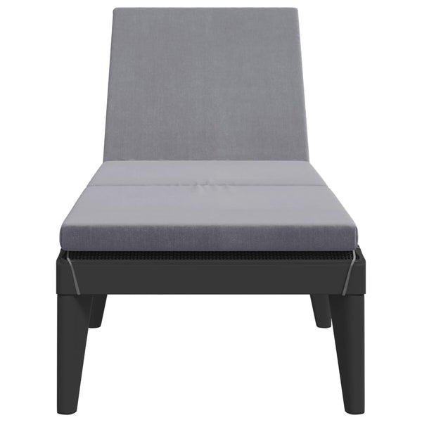 vidaXL Bain de soleil avec coussin anthracite 186x60x29 cm PP