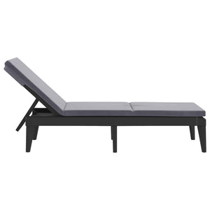 vidaXL Bain de soleil avec coussin anthracite 186x60x29 cm PP