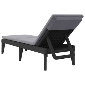 vidaXL Bain de soleil avec coussin anthracite 186x60x29 cm PP