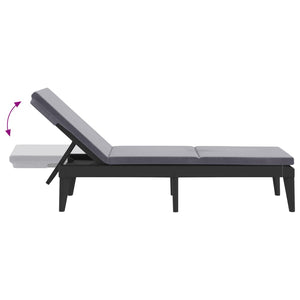 vidaXL Bain de soleil avec coussin anthracite 186x60x29 cm PP