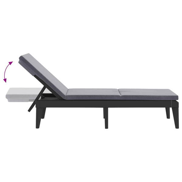 vidaXL Bain de soleil avec coussin anthracite 186x60x29 cm PP