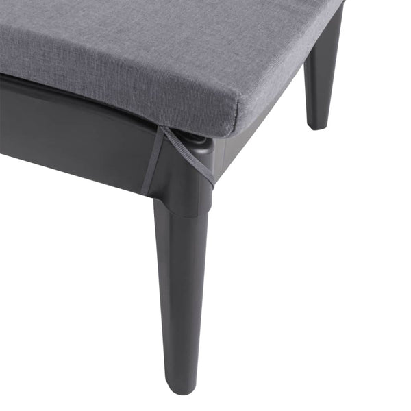 vidaXL Bain de soleil avec coussin anthracite 186x60x29 cm PP