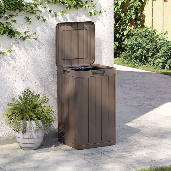 vidaXL Poubelle d'extérieur marron 38x38x65 cm PP