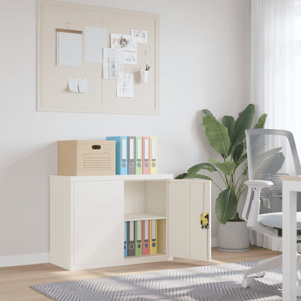 Aktenschrank Weiß Stahl 90x40x70 cm