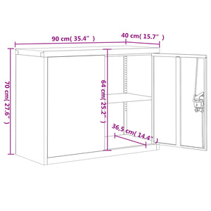 Aktenschrank Hellgrau Stahl 90x40x70 cm