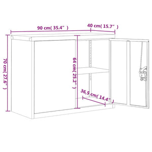Aktenschrank Schwarz, Stahl, 90x40x70 cm