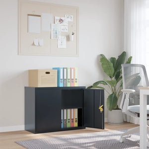 Aktenschrank Anthrazit Stahl 90x40x70 cm