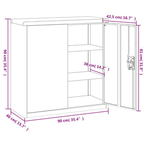 Aktenschrank Schwarz Stahl 90x90 cm