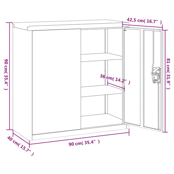 Aktenschrank Schwarz Stahl 90x90 cm