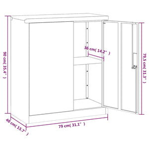 Aktenschrank Weiß Stahl 79x40x90cm