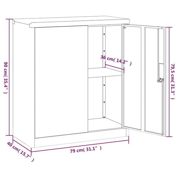 Aktenschrank Weiß Stahl 79x40x90cm