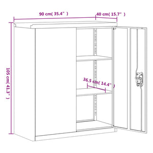 Aktenschrank Weiß Stahl 90x40x105 cm