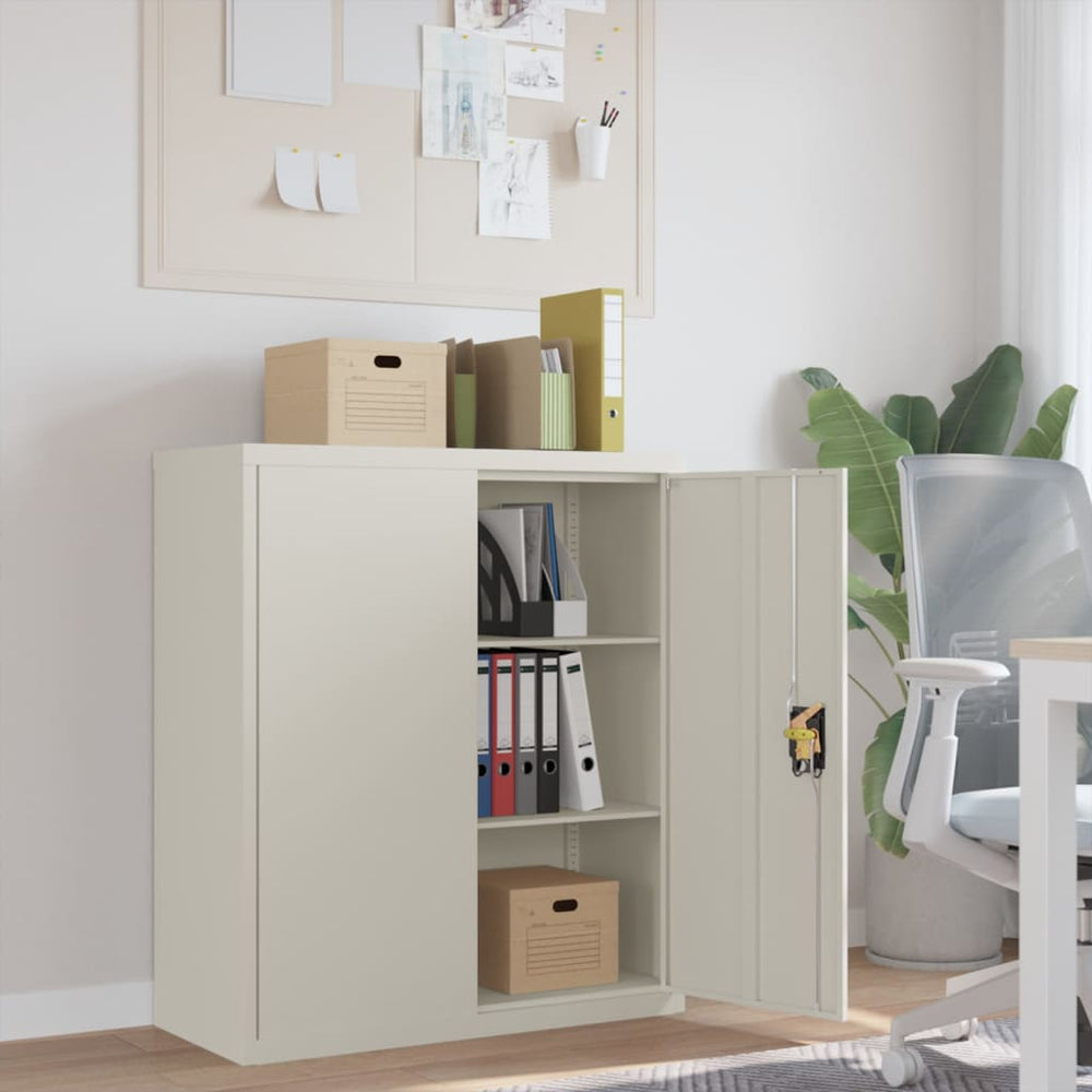 Aktenschrank Weiß Stahl 90x40x105 cm