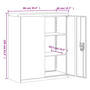Aktenschrank Stahl Hellgrau 90x40x105cm