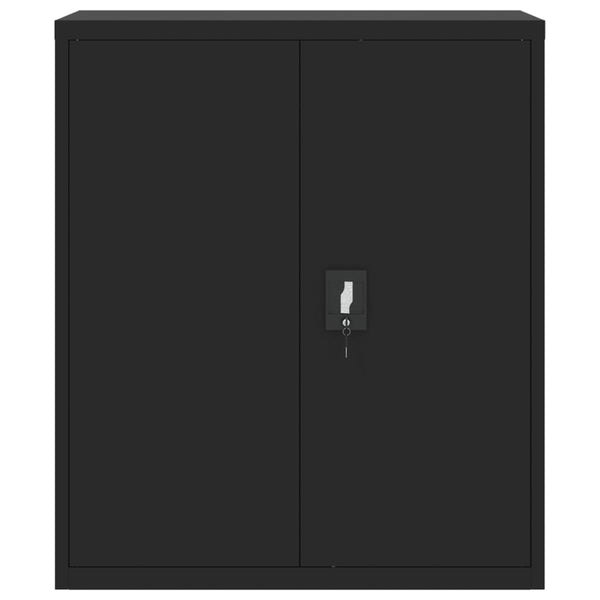 Aktenschrank Schwarz Stahl 90x40x105 cm