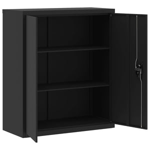 Aktenschrank Schwarz Stahl 90x40x105 cm
