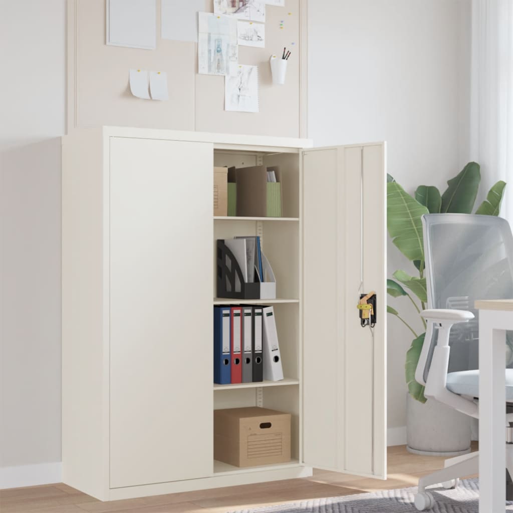 Aktenschrank Weiß Stahl 90x40x140 cm