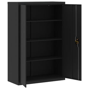 Schwarzer Aktenschrank Stahl 90x40x140 cm