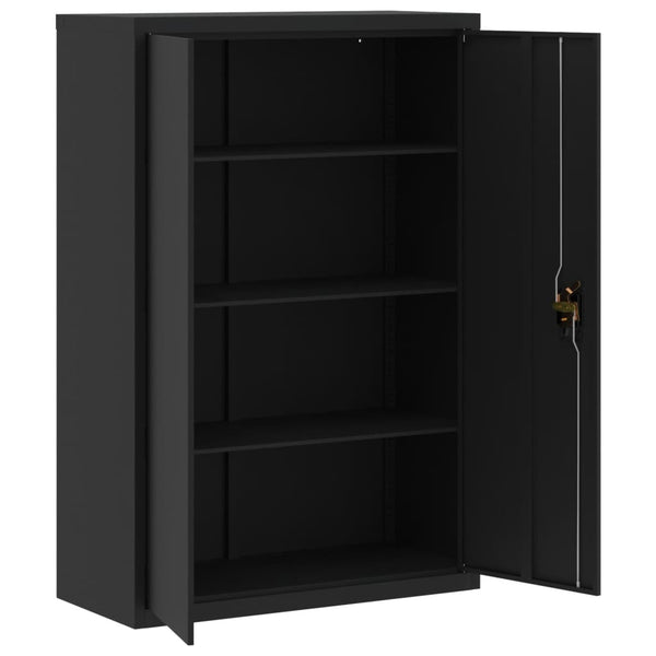 Schwarzer Aktenschrank Stahl 90x40x140 cm