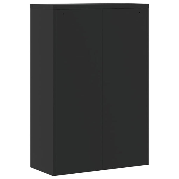 Schwarzer Aktenschrank Stahl 90x40x140 cm