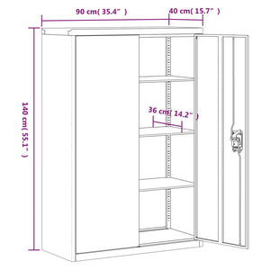 Aktenschrank Anthrazit Stahl 90x40x140 cm