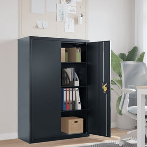 Aktenschrank Anthrazit Stahl 90x40x140 cm