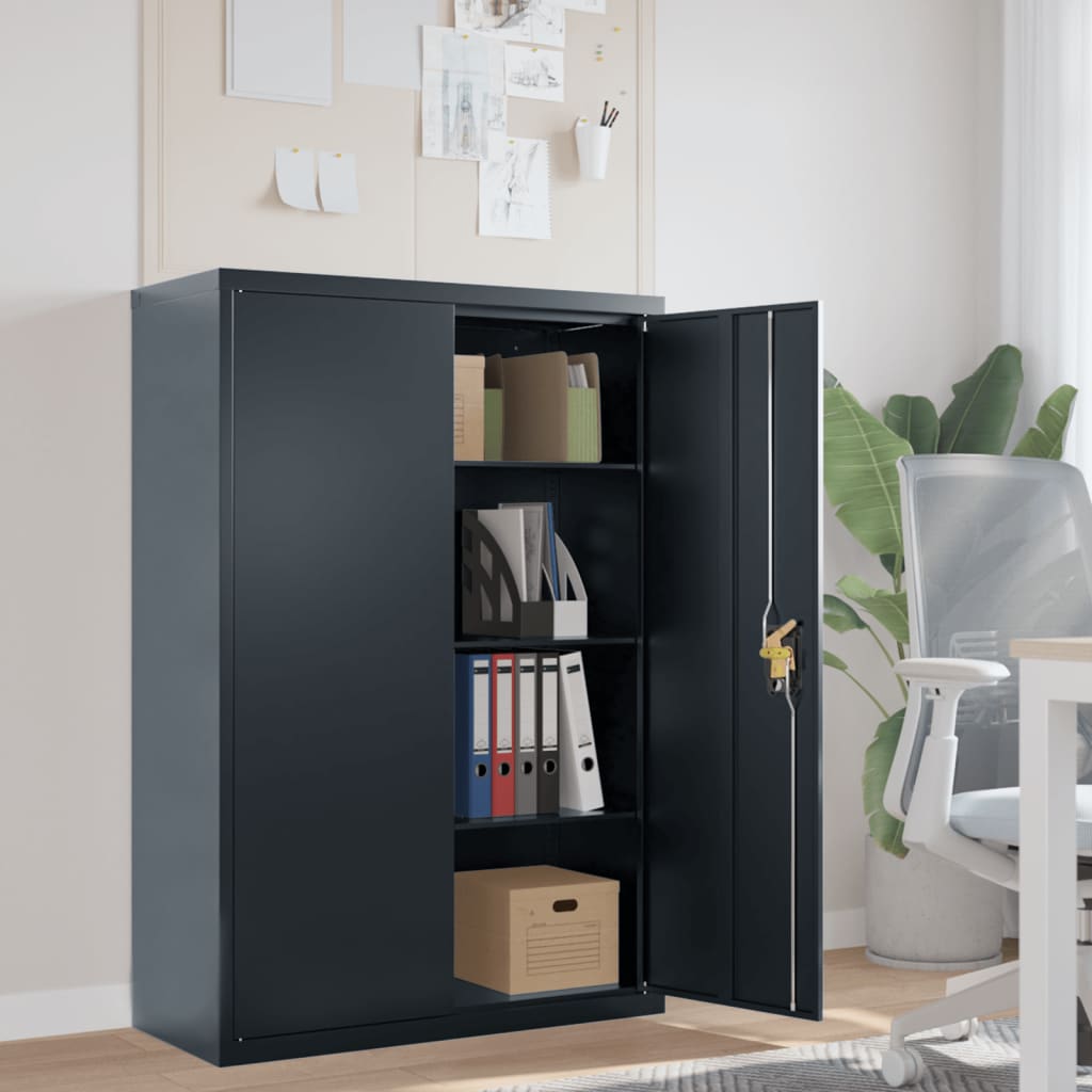 Aktenschrank Anthrazit Stahl 90x40x140 cm