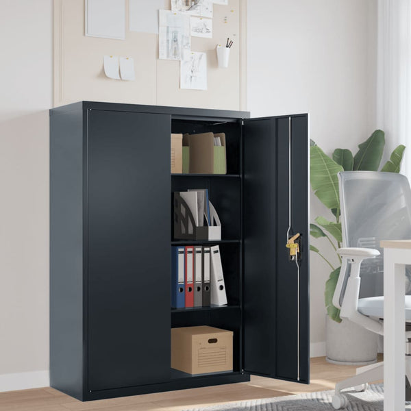 Aktenschrank Anthrazit Stahl 90x40x140 cm