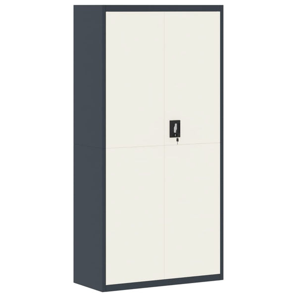 Aktenschrank Stahl Anthrazit/Weiß 90x40x180cm