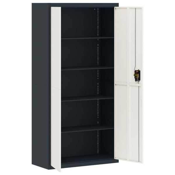 Aktenschrank Stahl Anthrazit/Weiß 90x40x180cm