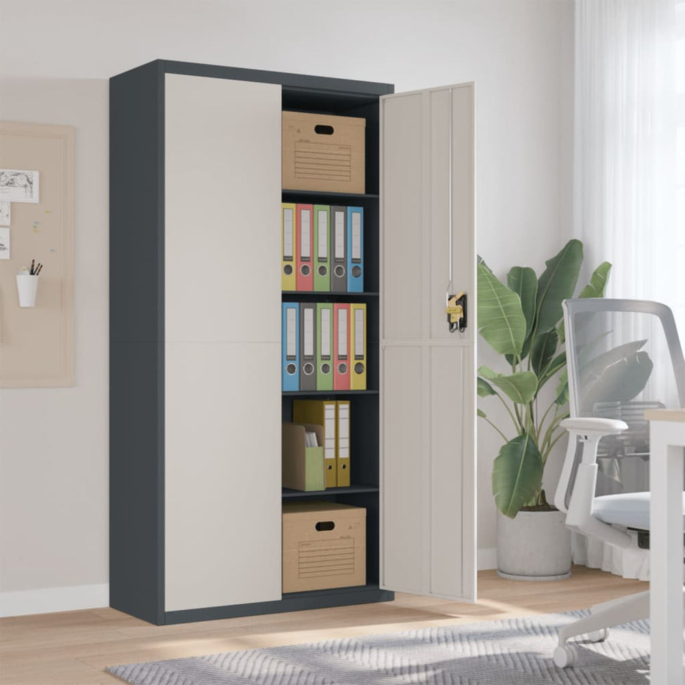 Aktenschrank Stahl Anthrazit/Weiß 90x40x180cm