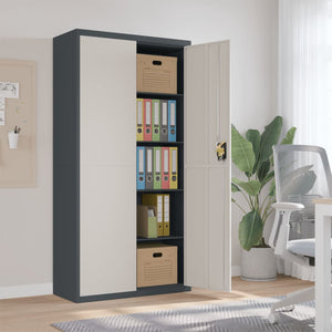 Aktenschrank Stahl Anthrazit/Weiß 90x40x180cm
