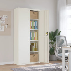 Weißer Aktenschrank Stahl 90x40x200 cm