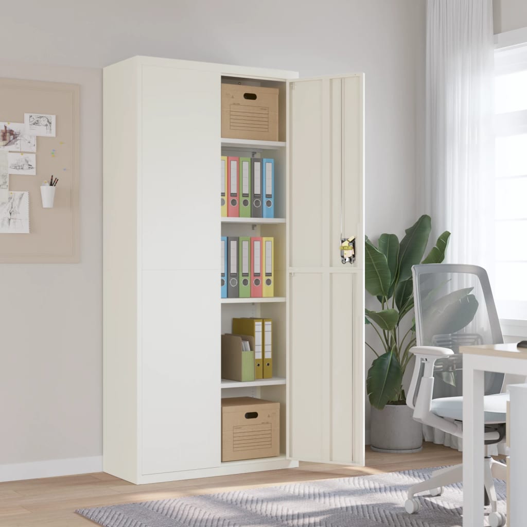 Weißer Aktenschrank Stahl 90x40x200 cm