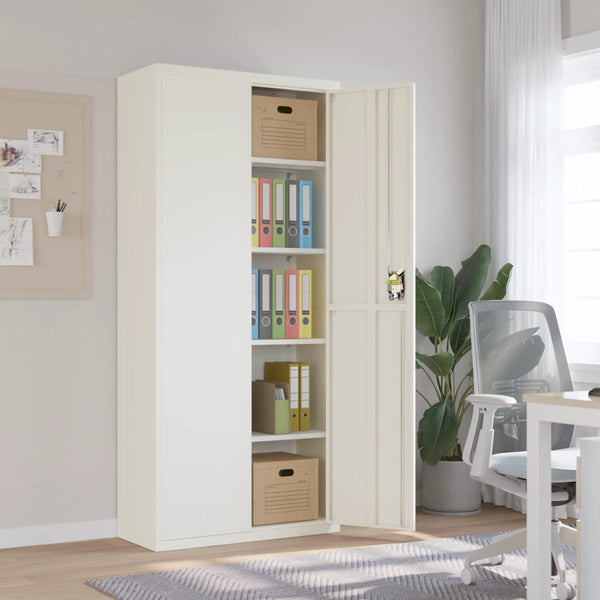 Weißer Aktenschrank Stahl 90x40x200 cm
