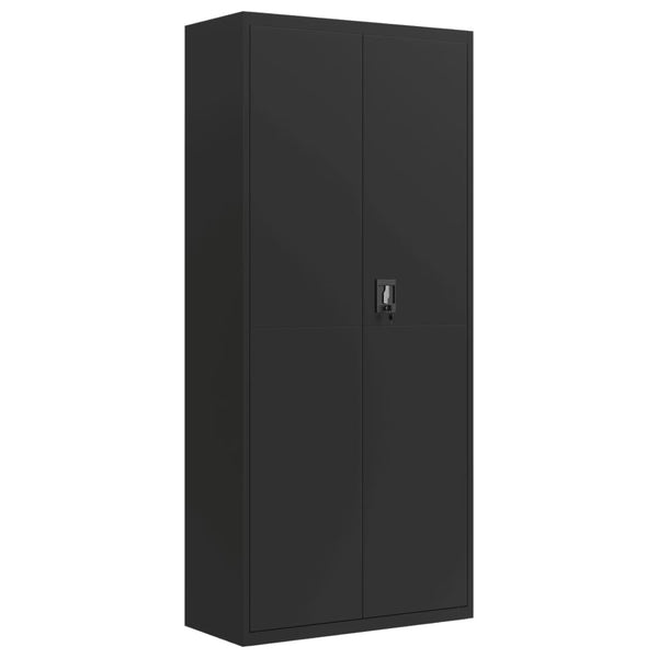 Schwarzer Aktenschrank 90x40x200 cm