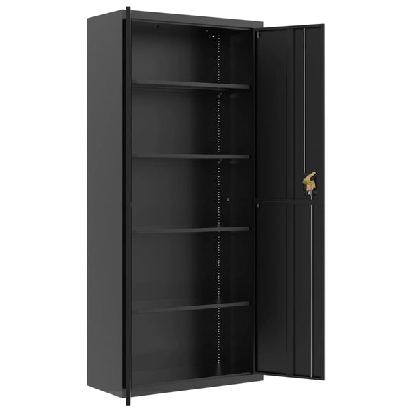 Schwarzer Aktenschrank 90x40x200 cm