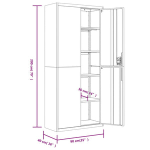 Schwarzer Aktenschrank 90x40x200 cm